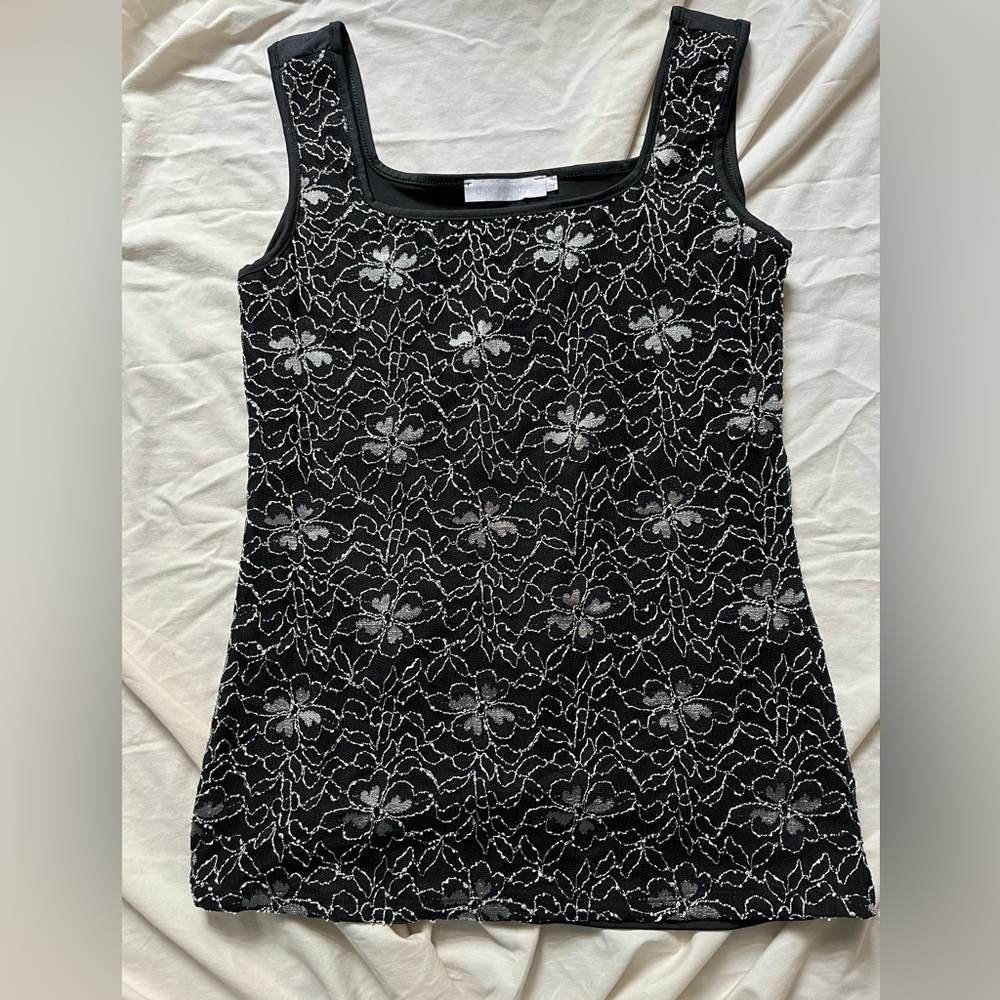 Anne Fontaine Sleeveless Square Neck Black Top SZ 2